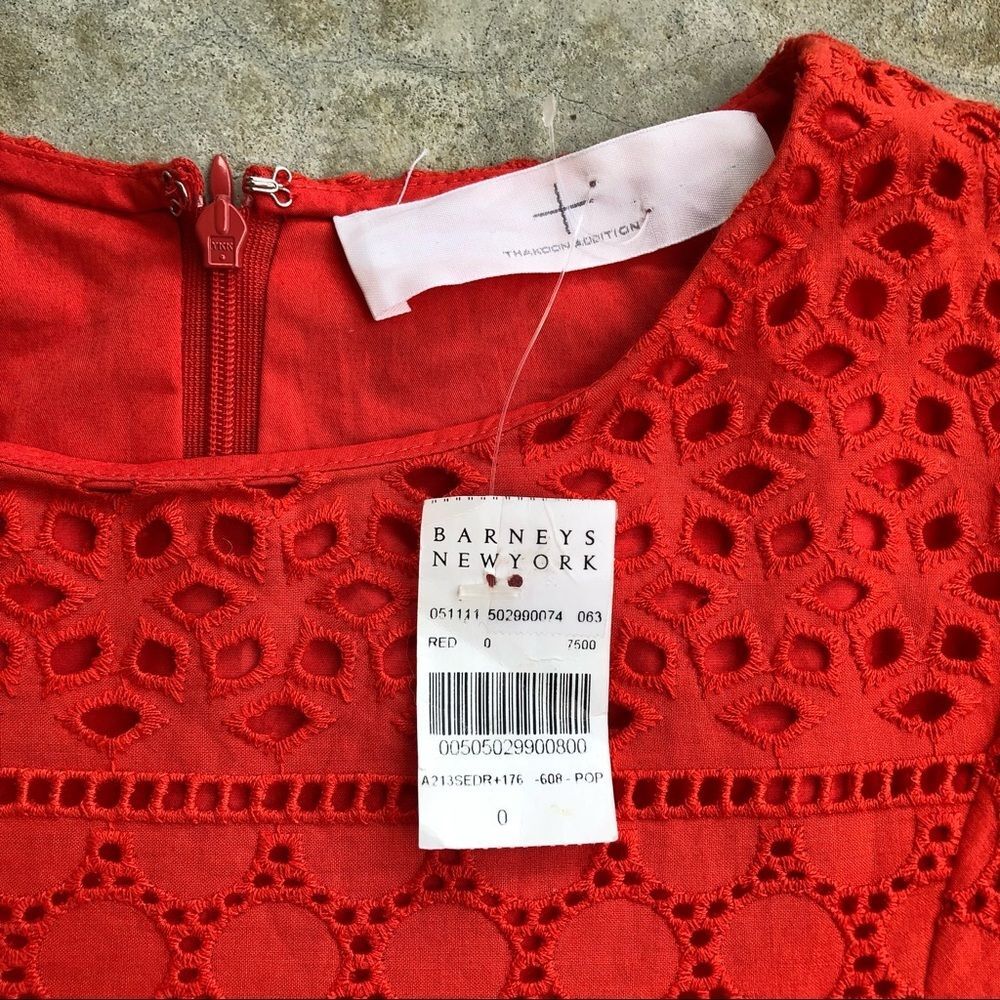 Thakoon Addition Cotton Dress Peplum Eyelet Lace Orange 0 - Picture 3 of 6